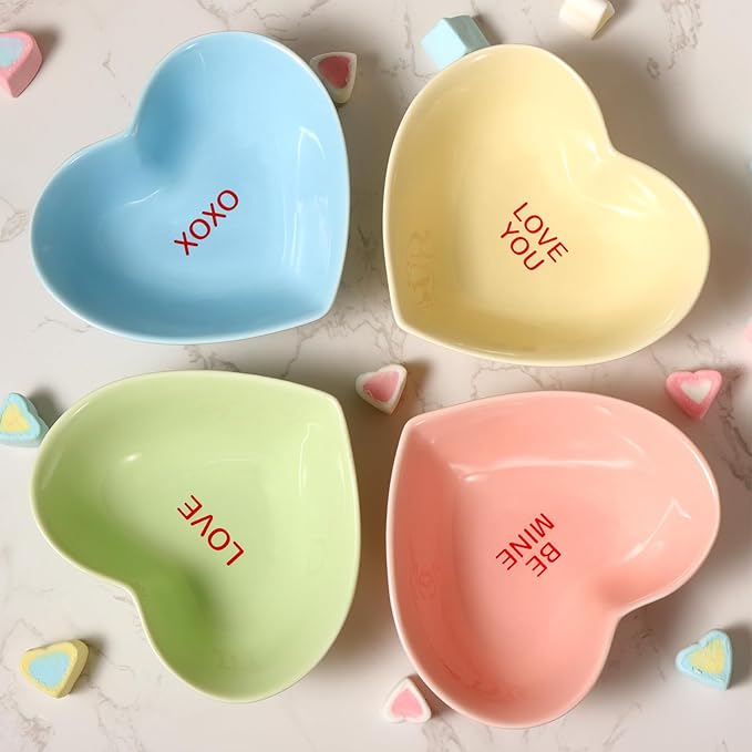 Conversation Hearts Heart Shaped Serving Bowls