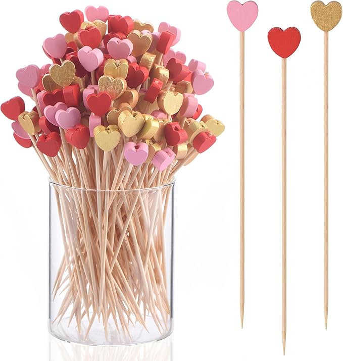 Multi colored Heart Shaped Toothpicks for Charcuterie boards and desserts