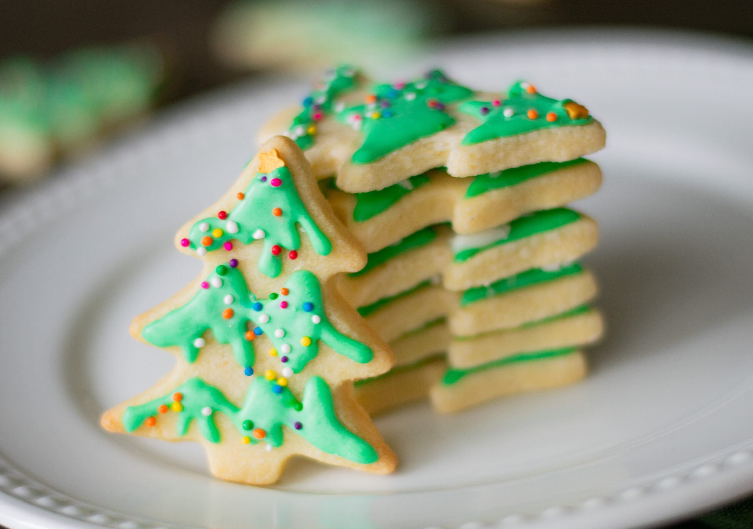 Easy Holiday Sugar Cookies with Sprinkles Christmas Tree Shape