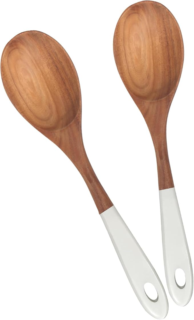 Wooden Spoons with white handles