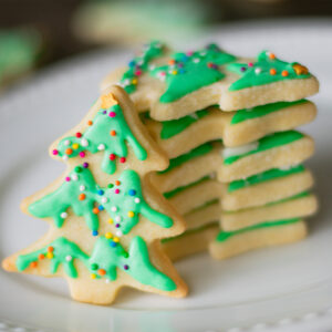 Easy Holiday Sugar Cookies with Sprinkles Christmas Tree Shape