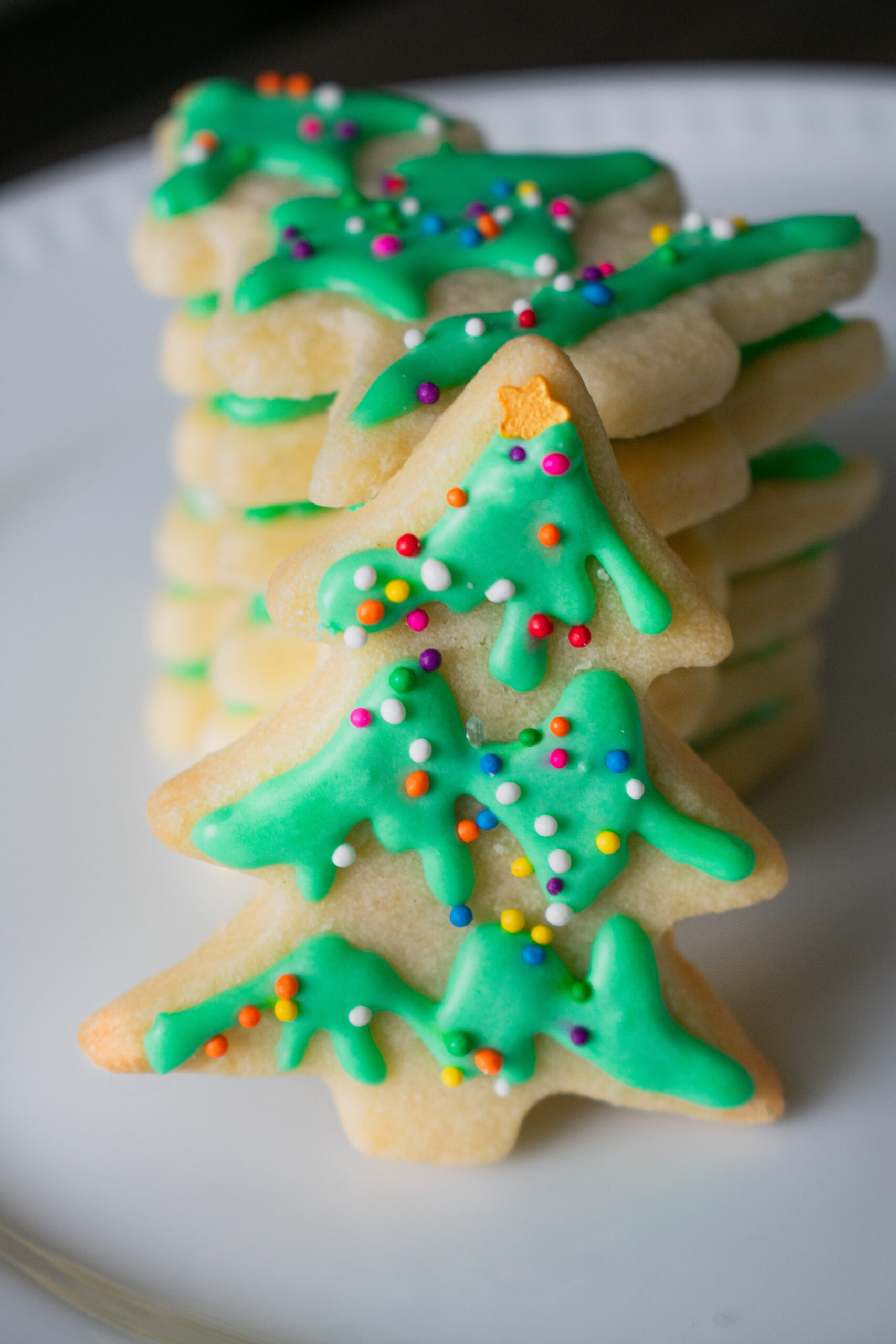 Easy Holiday Sugar Cookies with Sprinkles Christmas Tree Shape 