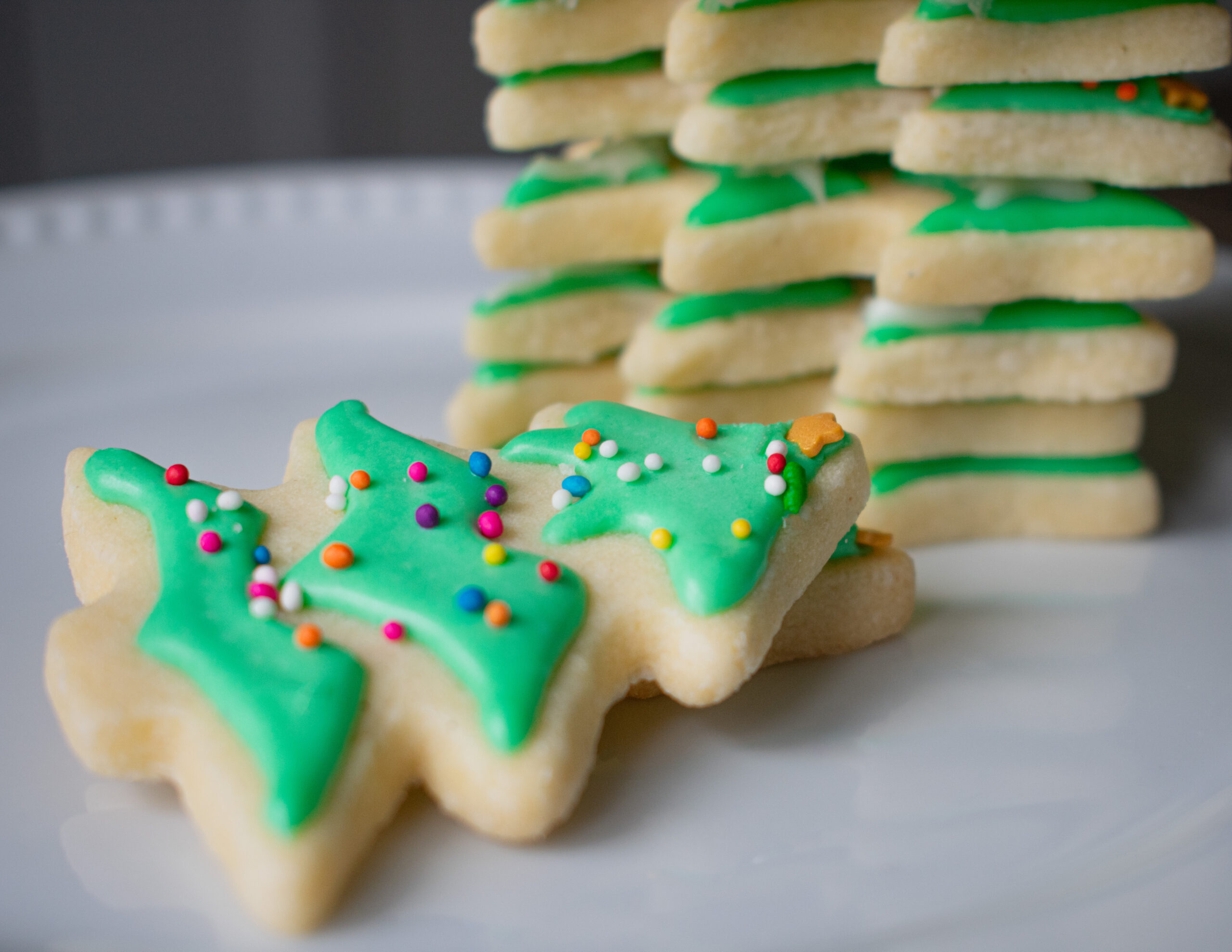 Easy Holiday Sugar Cookies with Sprinkles Christmas Tree Shape 