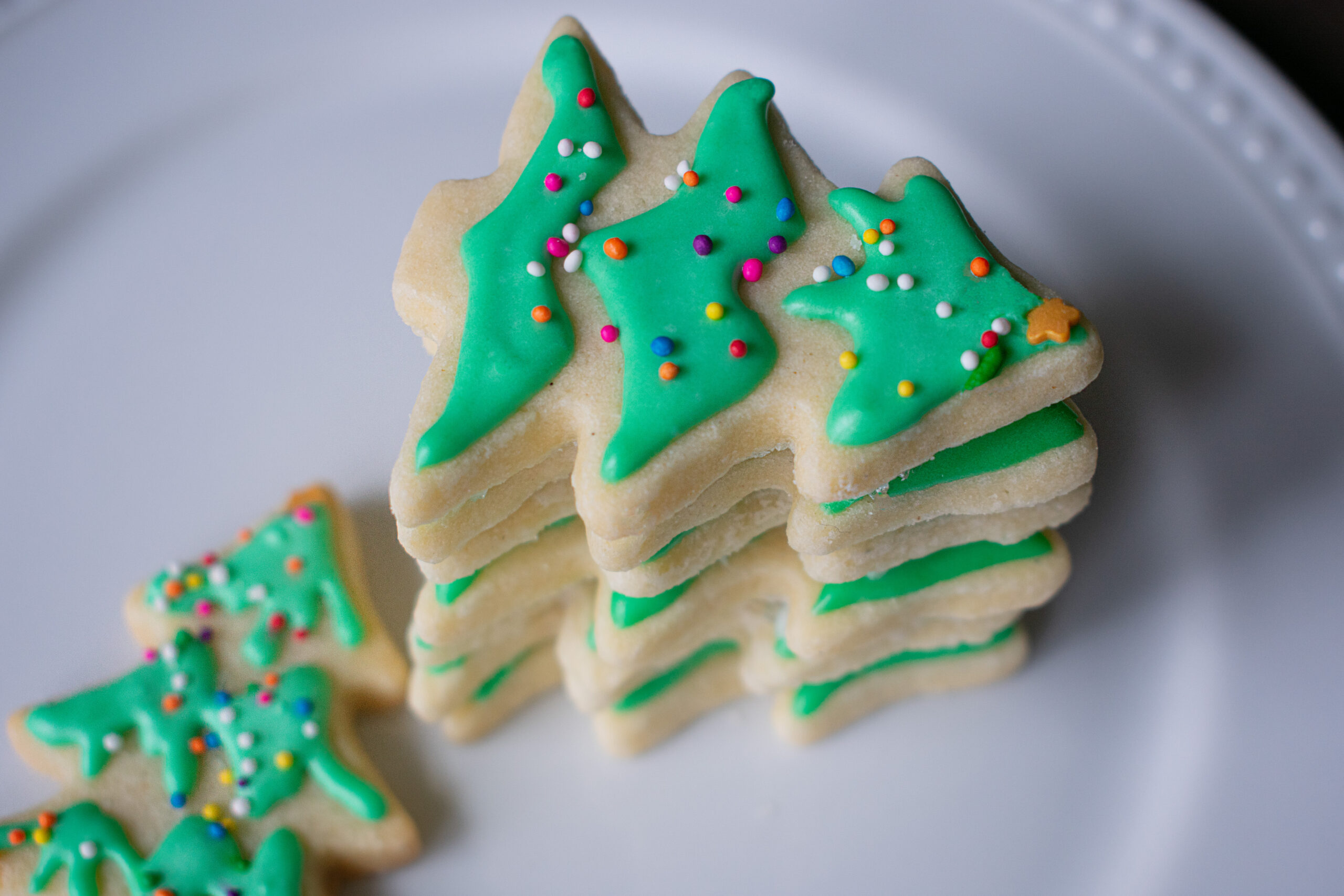 Easy Holiday Sugar Cookies with Sprinkles Christmas Tree Shape 