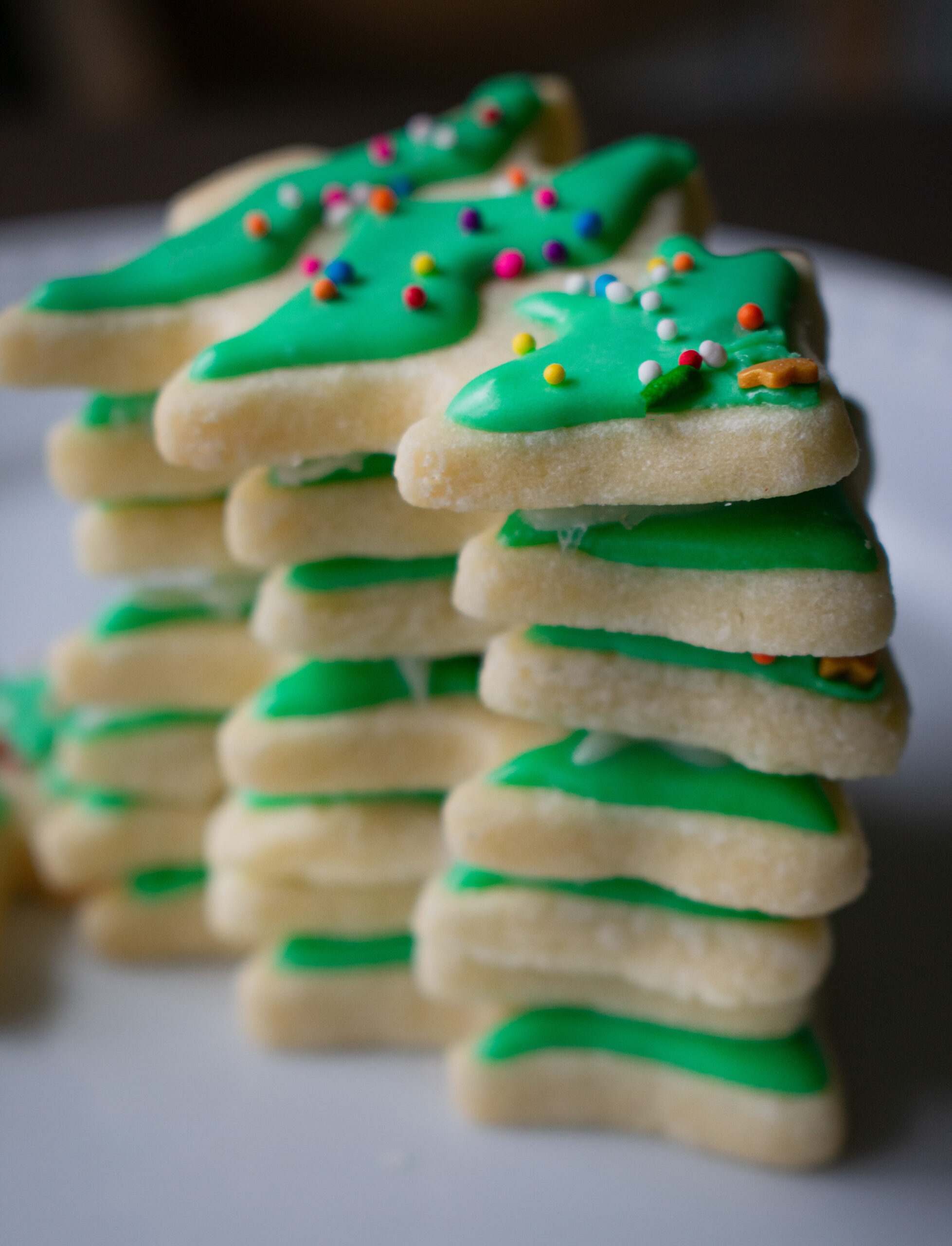 Easy Holiday Sugar Cookies with Sprinkles Christmas Tree Shape 