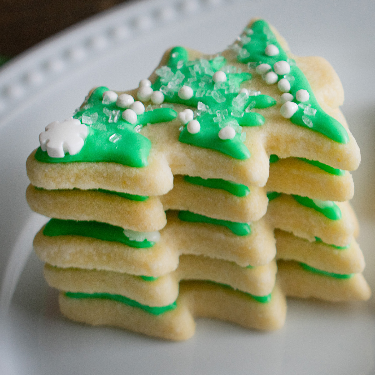 Royal Icing snow Christmas trees sprinkles