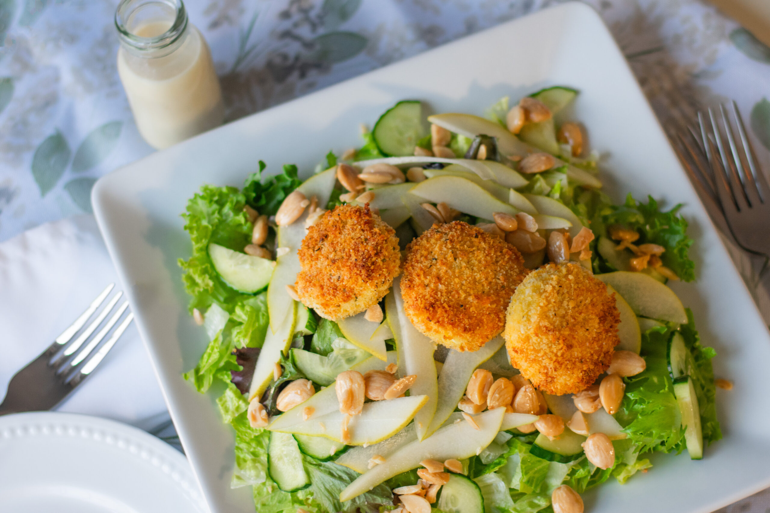 Air-Fryer Herb Crusted Goat Cheese & Pear Salad