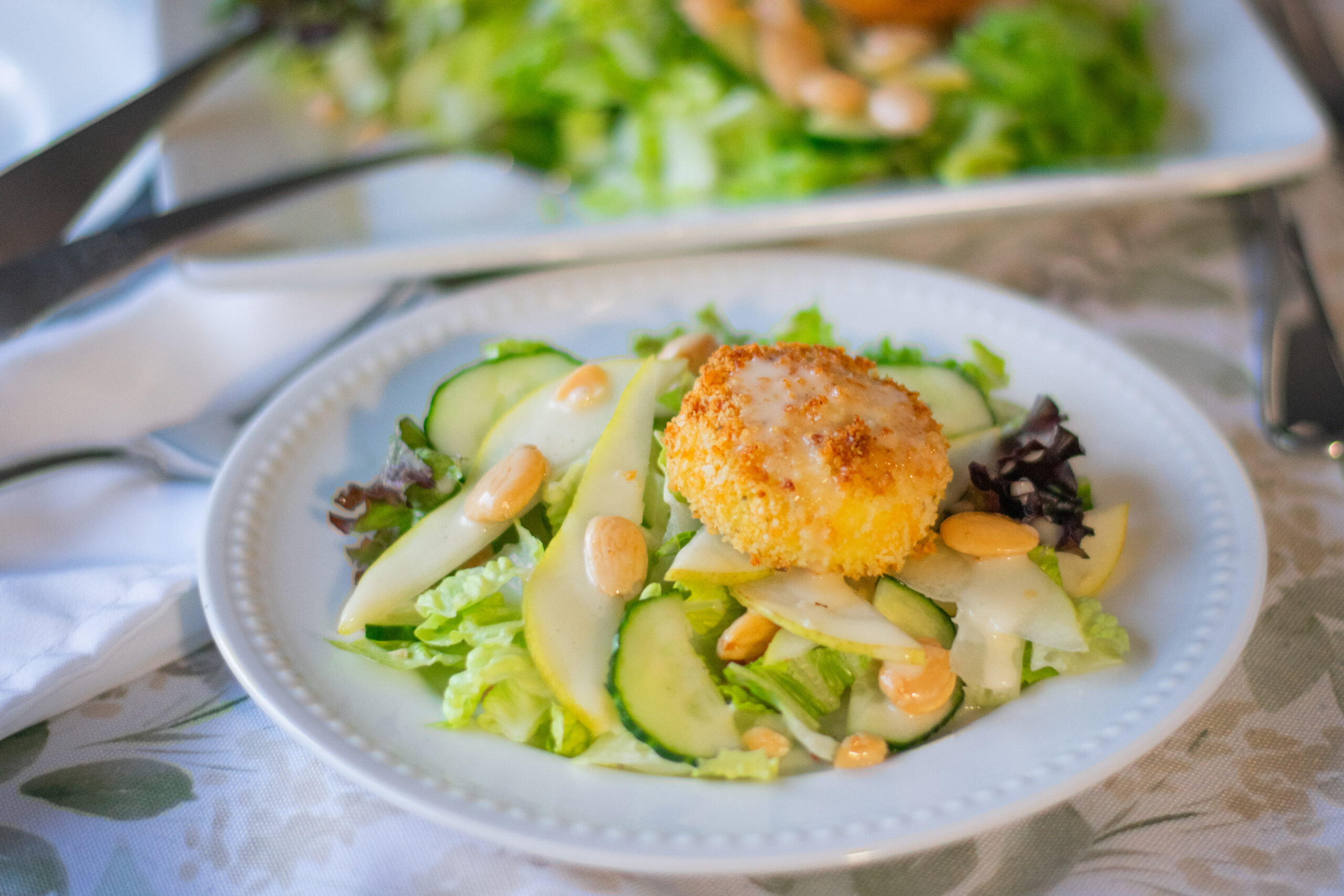 Air-Fryer Herb Crusted Goat Cheese & Pear 