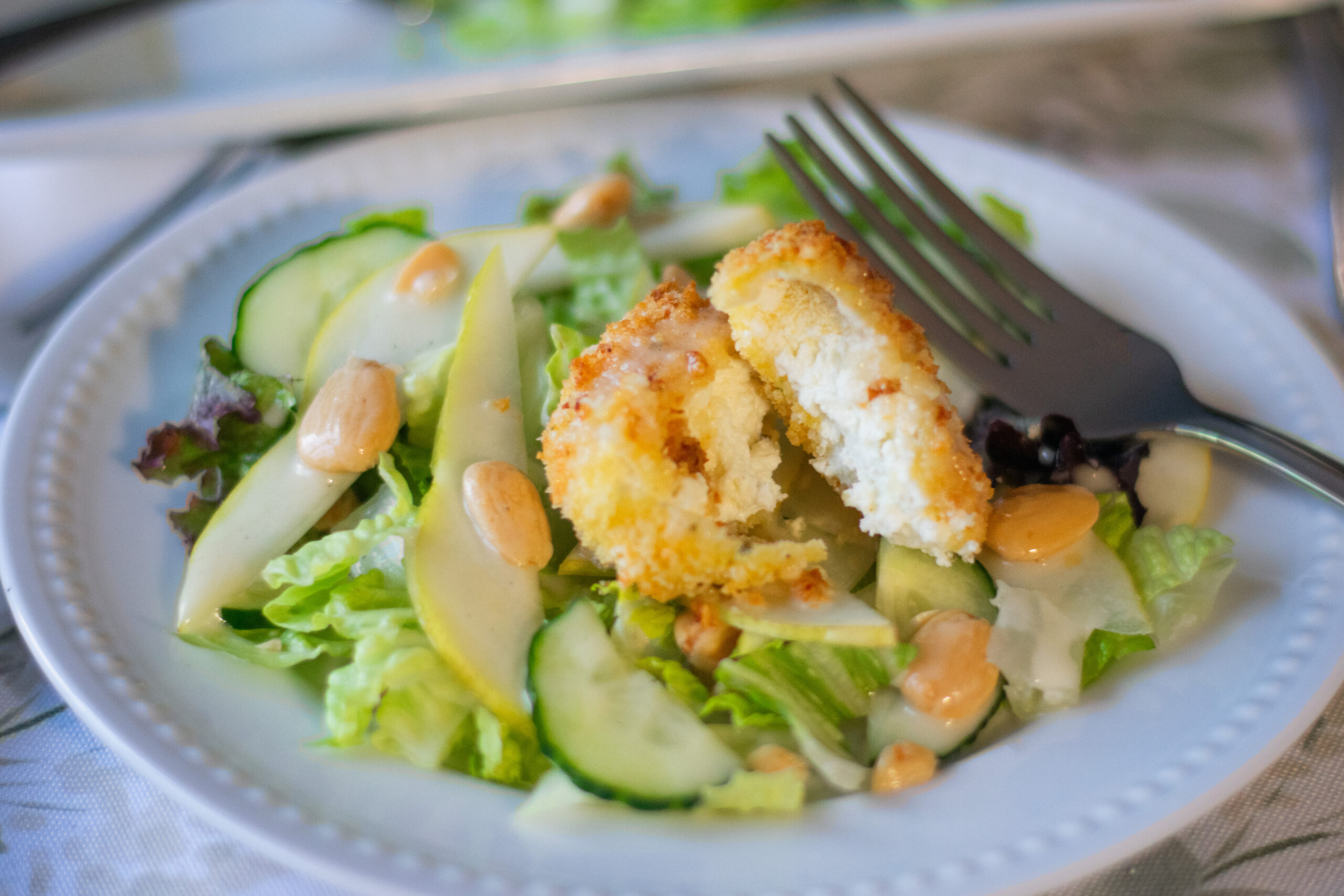 herb crusted goat cheese pear salad