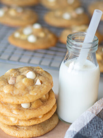 White Chocolate Chip Marcona Cookies with a Bottle of Milk