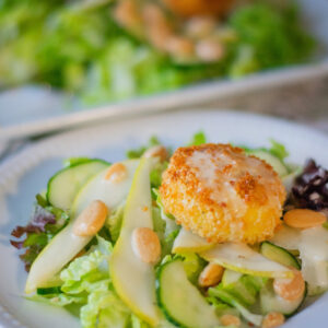 Air-Fryer Herb Crusted Goat Cheese & Pear Salad