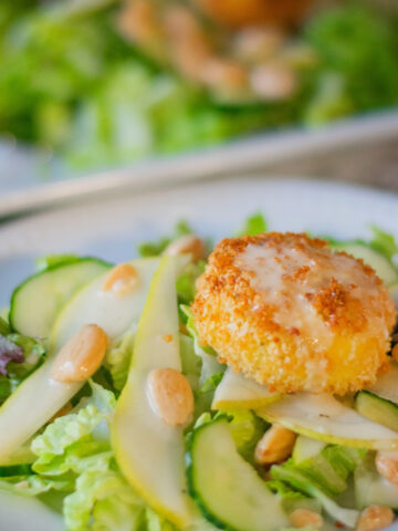 Air-Fryer Herb Crusted Goat Cheese & Pear Salad