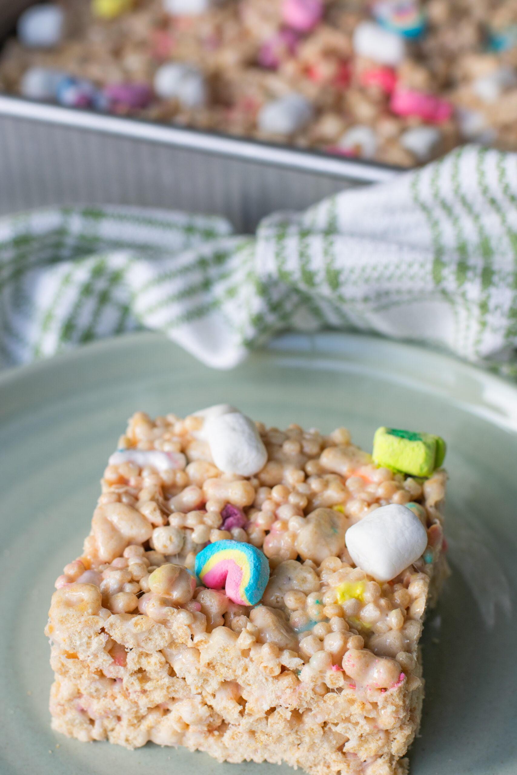 Lucky Charms Marshmallow Bars. St Patrick's Day Rice Krispie Treats and Easter Rice Krispie Treats