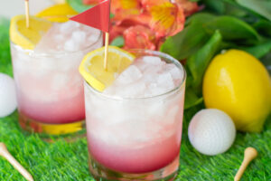 masters azalea drink mocktail with golf balls tees and flag picks