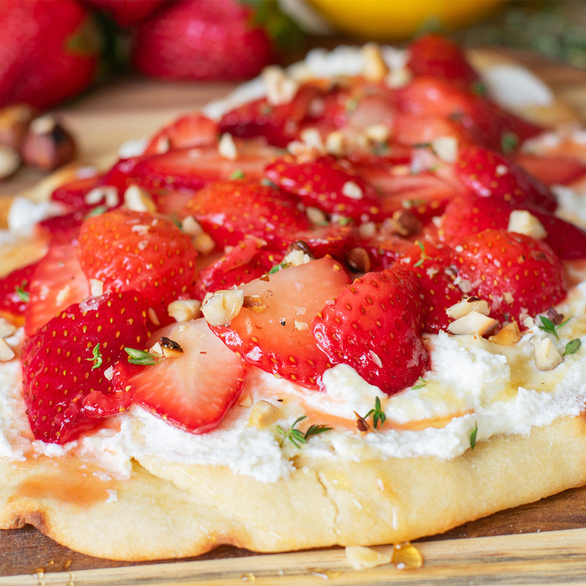 Strawberry Ricotta Flatbread Recipe (Easy Appetizer with Honey & Thyme)